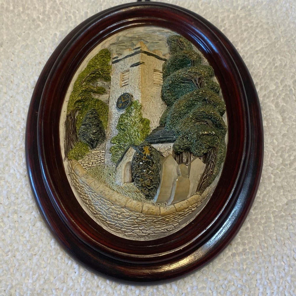 Brush Strokes Grasmere Church Oval Wall Plaque Hand Painted UK Vintage